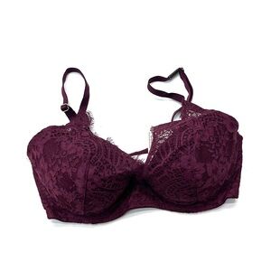 Victoria's Secret Dream Angels Lace Lined Demi Bra - Deep Purple Maroon